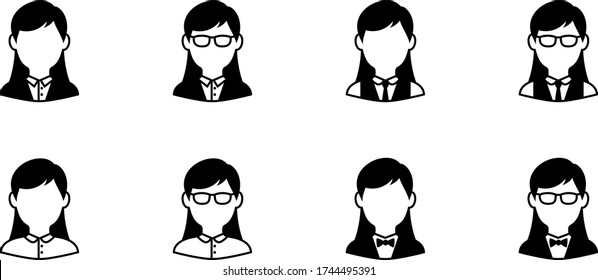 Icons of business women wearing glasses