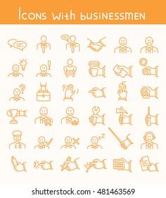 Icons with businessmen