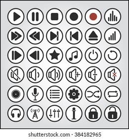 icons and buttons for media player