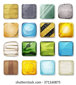 Icons And Buttons Set For Mobile App And Game Ui/
Icons and buttons, in multiple textures, wood, gold, plastic, metal, stone, sand, glass and military camo, for mobile app and game ui on tablet pc