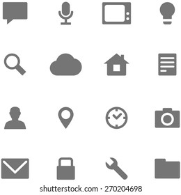 Icons and buttons. Simple design and gray are perfect for the Web interface, mobile applications and other purposes.