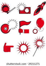 Icons and buttons in a vector for web design, - various flashes, indexes, a background