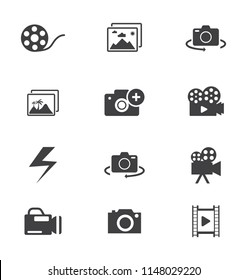 Icons Camera with no photos, camera focus, photos, camera and monitor with picture