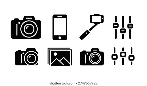 Icons of cameras and photography tools