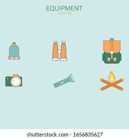 iconos para el arte plano de acampada