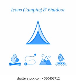 Icons camping and outdoors