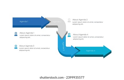 Symbole können für das Workflow-Layout, das Diagramm, den Jahresbericht verwendet werden. Vektorgrafik-Timeline-Design.