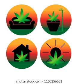 Icons with a cannabis leaf