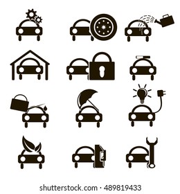 icons of the car in different situations