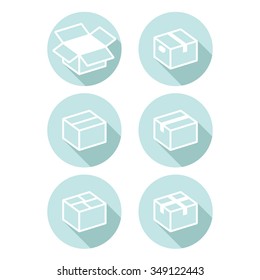icons cardboard boxes open and closed