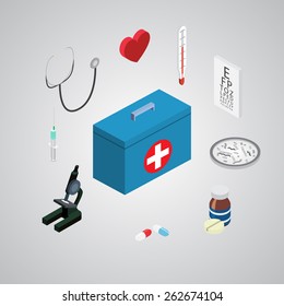 Icons care set. Vector EPS10 illustration isometric proection