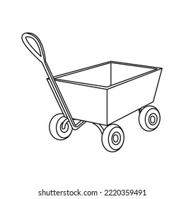 Iconos de carretas para la jardinería. Iconos lineales simples de carretillas. Construcción y ferretería.