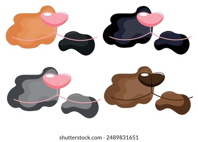 icons with cat faces, namely gray, black, spotted and brown cat faces, for cat day, for various designs, posters or banners