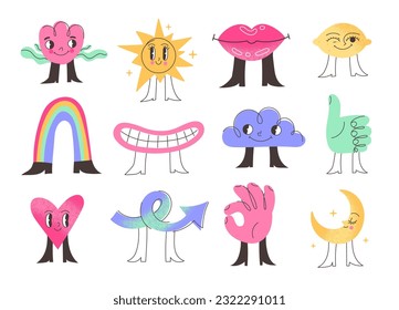 Icons character faces vector illustration