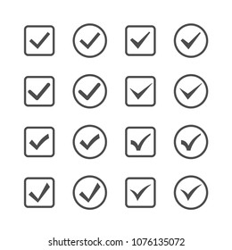 Icons check mark box and circle vector illustration