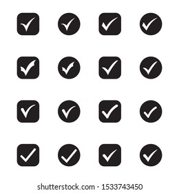 Icons check mark box and circle vector illustration