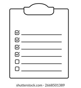 Ícones para listas de verificação, listas de tarefas pendentes, listas de tarefas e listas de tarefas concluídas. Marcas de verificação e ilustrações na área de transferência.