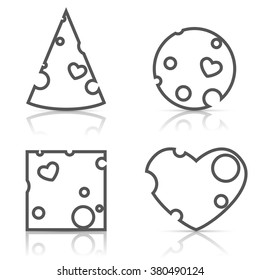 Icons cheese, vector.