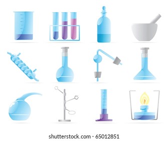 Icons for chemical lab. Vector illustration.