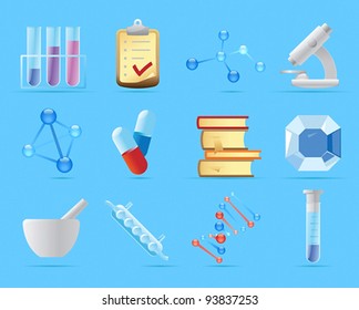 Icons for chemistry. Vector illustration.