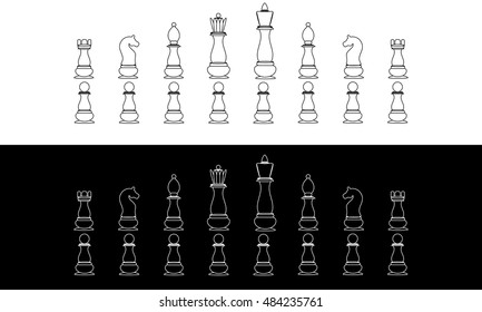 Icons chess pieces. Chess set Vector