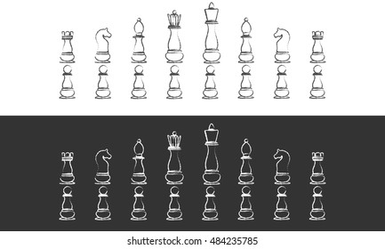 Icons chess pieces. Chess set Vector