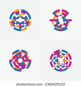 Icons circle logo abstract round globa