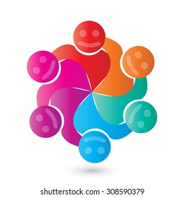 icons in circle - vector concept engagement, togetherness, social media community, leader & leadership, unity, friendship.