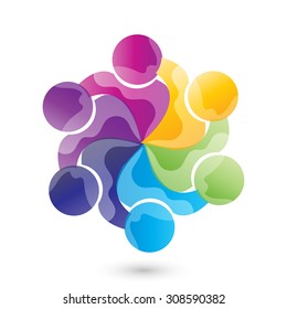 icons in circle - vector concept engagement, togetherness, social media community, leader & leadership, unity, friendship.