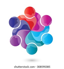 icons in circle - vector concept engagement, togetherness, social media community, leader & leadership, unity, friendship.