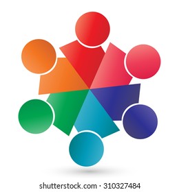 icons in circle - vector concept engagement, togetherness, social media community, leader & leadership, unity, friendship.