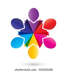 icons in circle - vector concept engagement, togetherness, social media community, leader & leadership, unity, friendship.