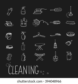 Icons for cleaning services, maintenance. Vector set of small pictogram