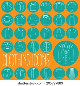 icons clothing The White Stripes In a green circle on the orange background. In vector format