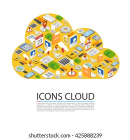 Icons Cloud isometric. Vector illustration