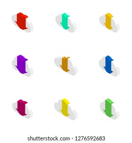 Icons clouds with an arrows different shapes. Flat 3D isometric style, vector illustration.