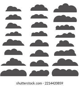 icons of clouds on white background, half clouds 