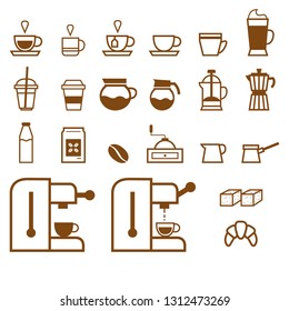 Icons of coffee shop things, flat icons, vector of coffe shop things. Coffee icons.