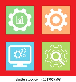 Icons for cogwheel, engineering, gears, vector illustration in flat, EPS10.