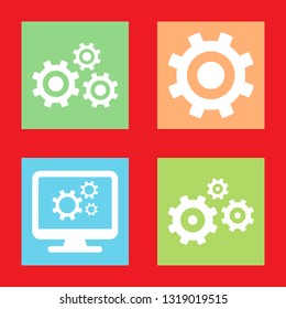 Icons for cogwheel, engineering, gears, vector illustration in flat, EPS10.