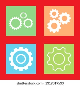 Icons for cogwheel, engineering, gears, vector illustration in flat, EPS10.