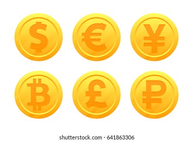 Icons coins currency