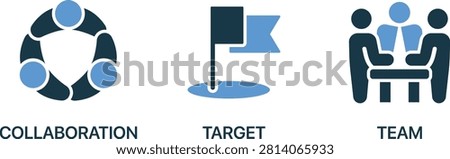 Icons for collaboration team target business vector illustration
