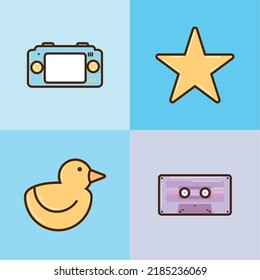 icons collection 90s retro style