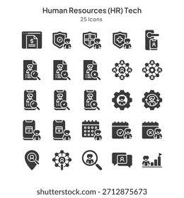 Iconos colección sobre recursos humanos (HR) Tecnología