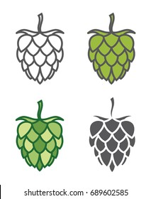 icons collection of hops for brewing