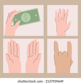 icons collection human hands vector