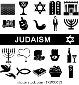 Icons Collection For Judaism On White Background