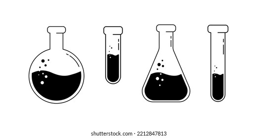 Icons collection of laboratory flask