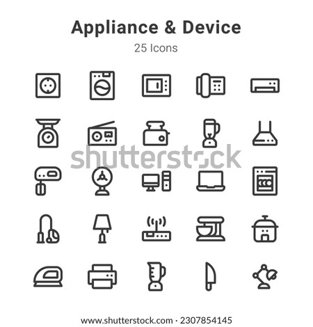 icons collection on appliance, device and related topic